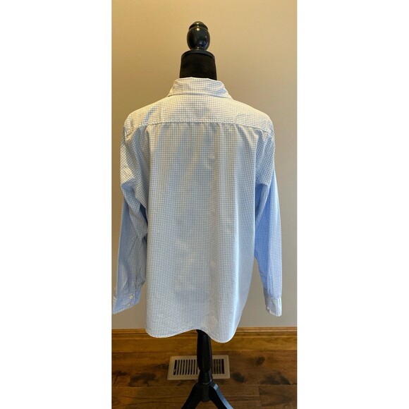 St John’s Bay Womans Button Down Blouse  Size XL Blue White Checked Cotton Top - Picture 6 of 11